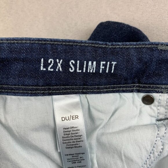 DU/ER Mens Pants 32 Blue Jeans L2X Slim Fit Stretch Performance Denim 32x30.5 - Picture 7 of 14